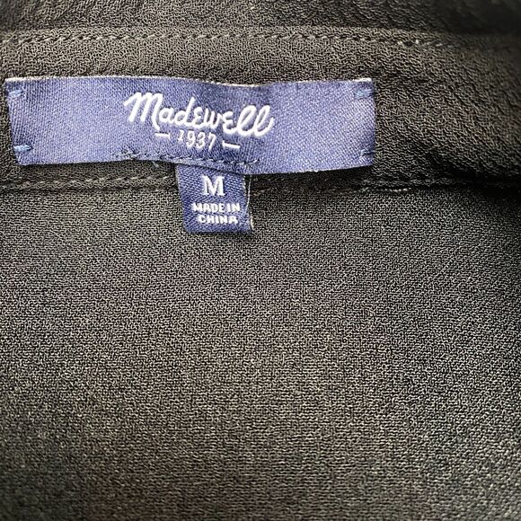 Madewell Shirt Dress Womens Medium Black Collared Button Fron Slit - Picture 5 of 16